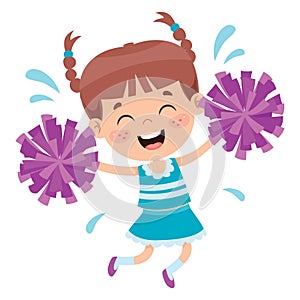 Funny Cheerleader Holding Colorful Pom Poms photo
