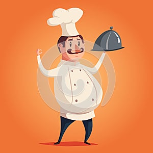 Funny chef, cute character. Vector cartoon illustration