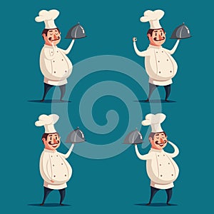 Funny chef, cute character. Vector cartoon illustration