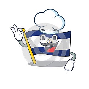 Funny Chef flag el salvador Scroll cartoon character wearing white hat