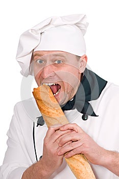 Funny chef with loaf