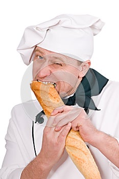 Funny chef with loaf