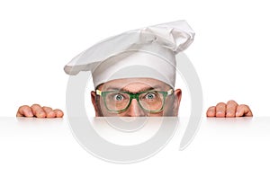 Funny chef peeking