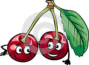 Funny cherry fruits cartoon illustration