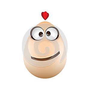 Funny Chicken Egg with Smiling Face, Rolling Eyes Isolated on White Background - Vector Design Template