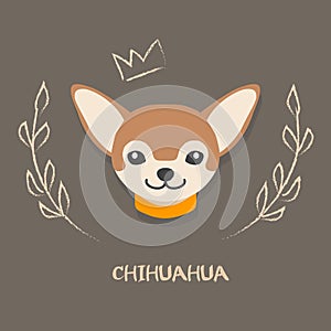 Funny chihuahua vector illustration. Cute cartoon portrait of a dog.