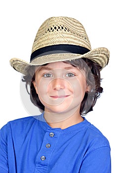 Funny child with straw hat