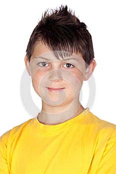 Funny child with yellow t-shirt