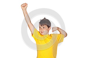 Funny child with yellow t-shirt