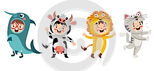 Funny Children Waering Animal Costumes