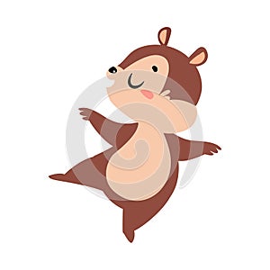 Funny Chipmunk Character with Cute Snout Dancing Vector Illustration