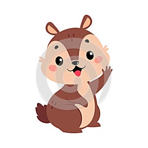 Funny Chipmunk Character with Cute Snout Greeting Vector Illustration photo