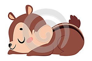 Funny Chipmunk Character with Cute Snout Lying Vector Illustration