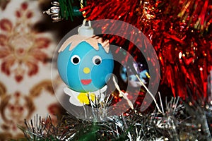 Funny Christmas ball and tinsel