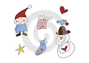 Funny christmas doodle set