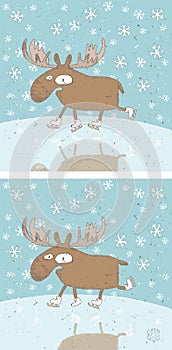 Funny Christmas Moose Differences Visual Game