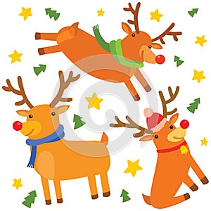 Funny Christmas Reindeer Trio