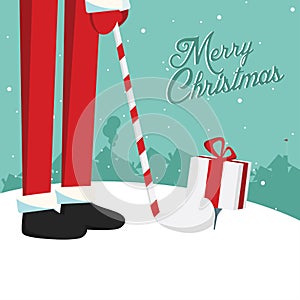 Funny christmas Santa golf postcard