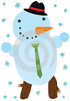 Funny Christmas Snowman Character