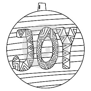 Funny Christmas tree toy coloring page stock vector illustration