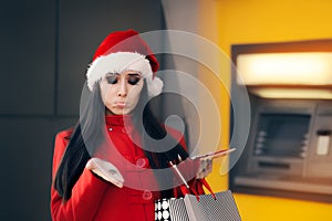 Funny Christmas Woman Holding a Coin