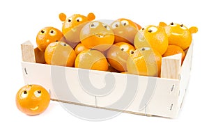 Funny clementines in box