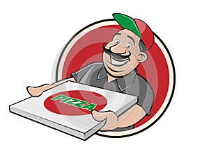 Funny pizza delivery guy photo