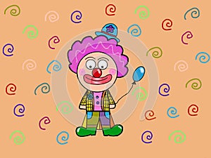 Funny Clown with blue balloon