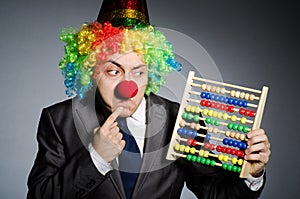 Funny clown businessman