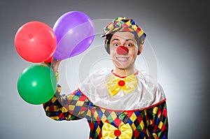 The funny clown in comical concept