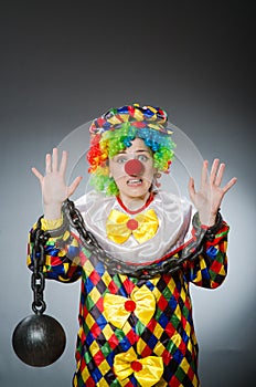 The funny clown in comical concept