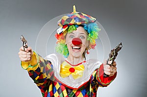 The funny clown in comical concept