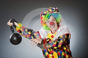 The funny clown in comical concept