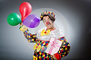 The funny clown in comical concept