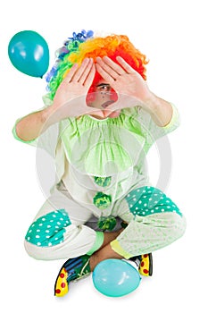 Funny clown framing with hands