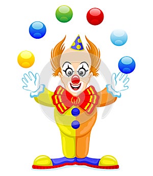 Funny clown juggles with balls. photo