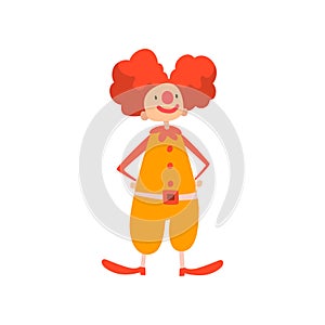 Funny Clown Performing in Circus Show Cartoon Vector Illustration