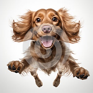 Funny Cocker Spaniel Leaping With Joy