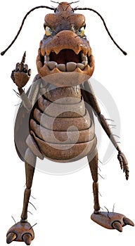Funny Cockroach Give Finger, Isolated