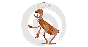 Funny cockroach with an offended face in cartoon style