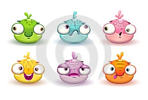 Funny colorful blob characters set.