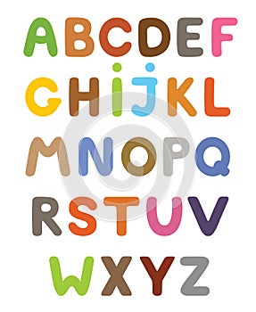 Funny colorful cartoon alphabet. Alphabetical letters ABC for children.