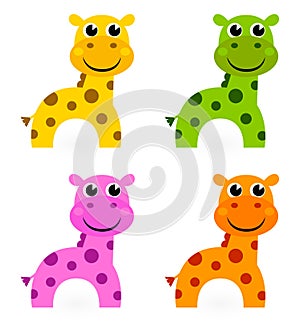 Funny colorful giraffe set