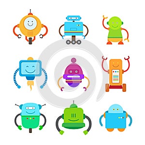 Funny Colorful Robots Collection of Illustrations