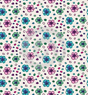 Funny colorful seamless pattern with flowers