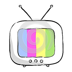 Funny colorful TV icon with antenna. Editable isolated vector