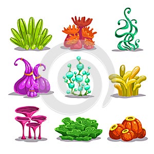 Funny colorful vector fantasy plants