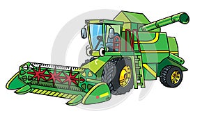 Funny combine harvester with eyes