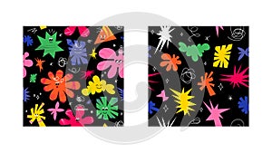 Funny Comic Characters Pattern Set