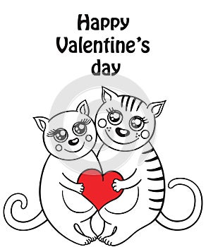 Funny composition with two cats in love